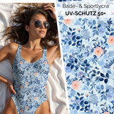 Bade- & Sportlycra blauer Rosengarten