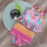 Reststück 45 cm - Bade- & Sportlycra 2in1 uni Panell orange-pink