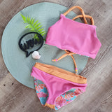 Reststück 45 cm - Bade- & Sportlycra 2in1 uni Panell orange-pink