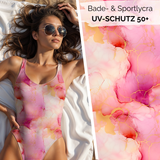 Reststück 90 cm - Bade- & Sportlycra Schlieren pinkt gold