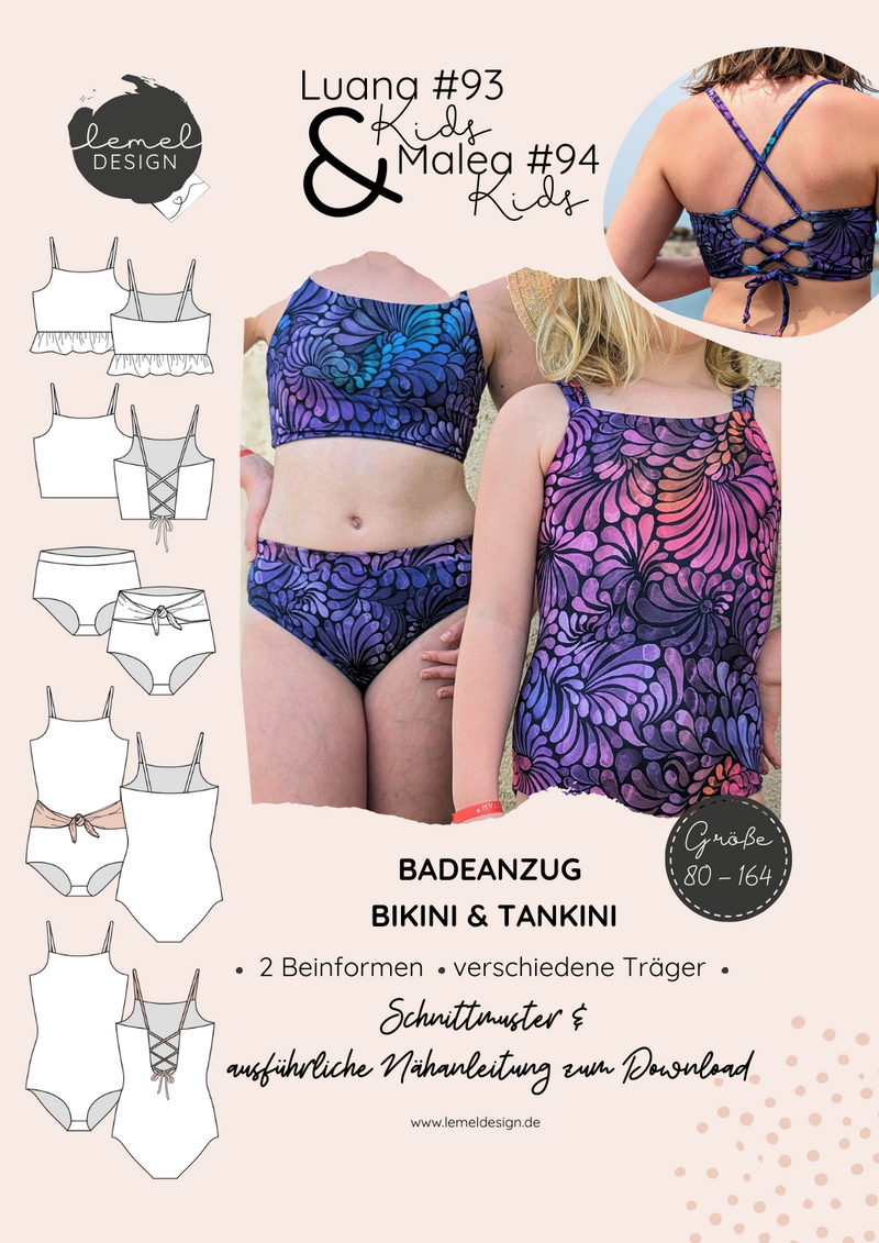 Papierschnittmuster Bundle Luana #93 & Malea #94 - Kids - Badenzug, Bikini & Tankini