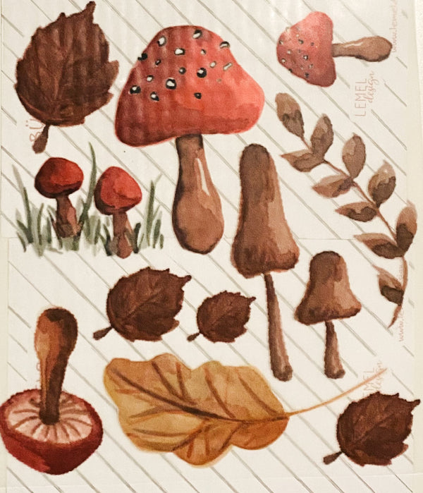 Bügelbild - Pilze & Blätter