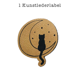 Leather label cat in the moon