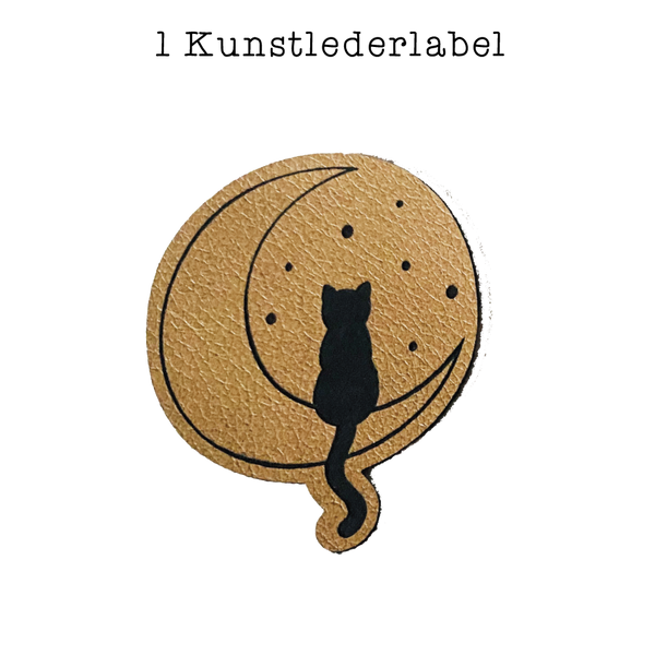 Kunstlederlabel Katze im Mond
